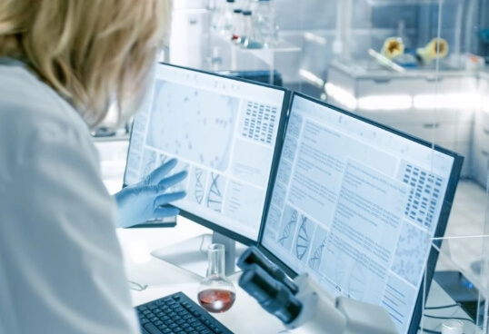 Scientist reading report